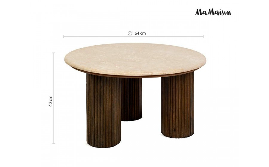 MaMaison stolik kawowy RAGNO 68 marmur drewno mango