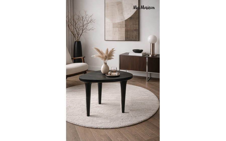 MaMaison stolik LAMINAR 49 czarny / drewno