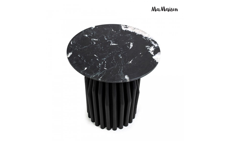 MaMaison stolik LEVANTE 50 czarny marmur /  drewno