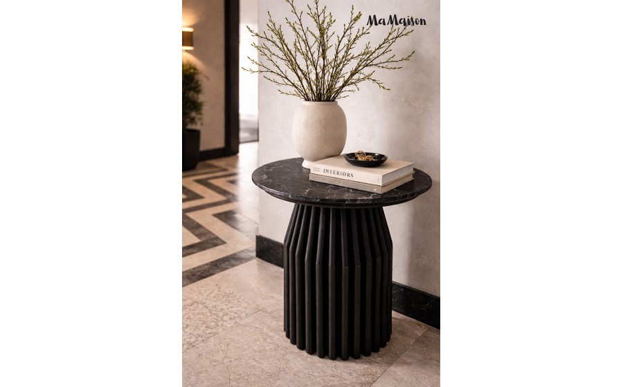 MaMaison stolik LEVANTE 50 czarny marmur /  drewno
