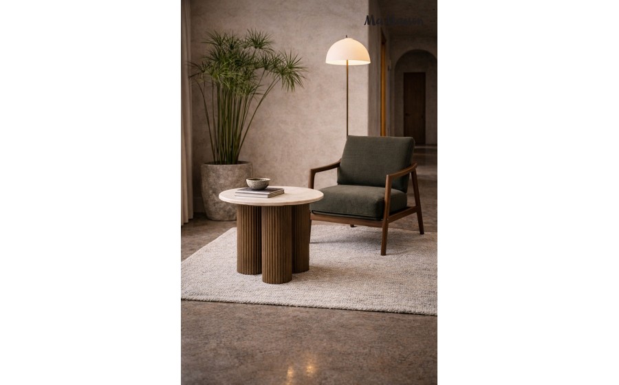 MaMaison stolik kawowy RAGNO 50 marmur drewno mango