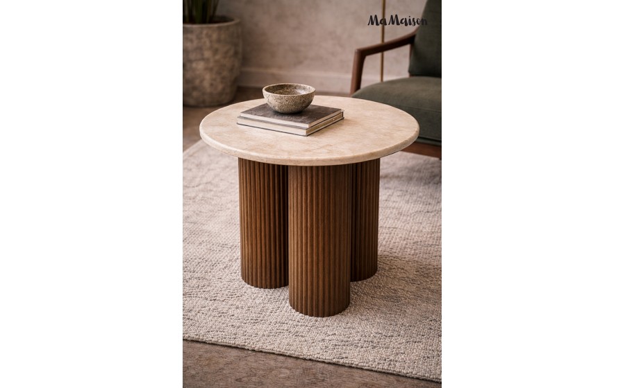 MaMaison stolik kawowy RAGNO 50 marmur drewno mango