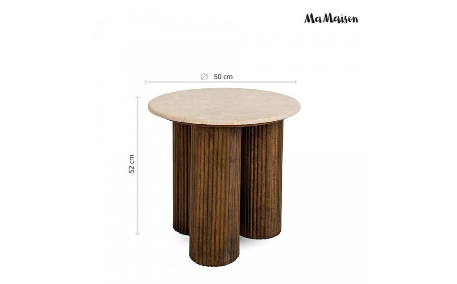 MaMaison stolik kawowy RAGNO 50 marmur drewno mango