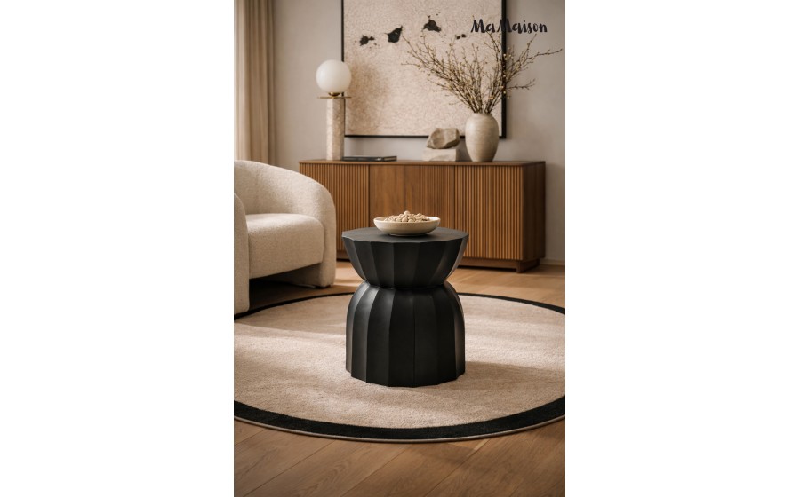MaMaison stolik kawowy ROLLING 35 czarny drewno mango