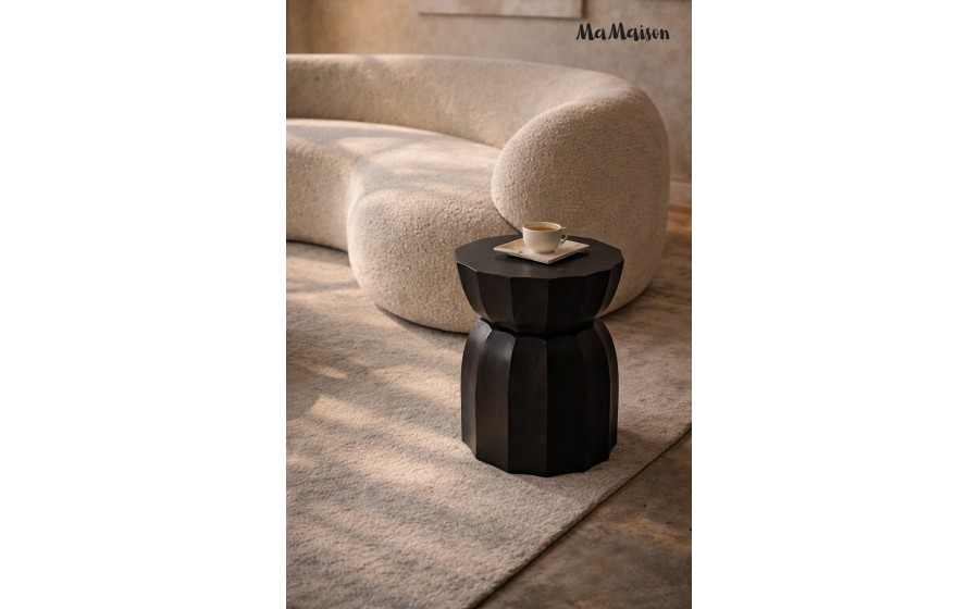 MaMaison stolik kawowy ROLLING 35 czarny drewno mango