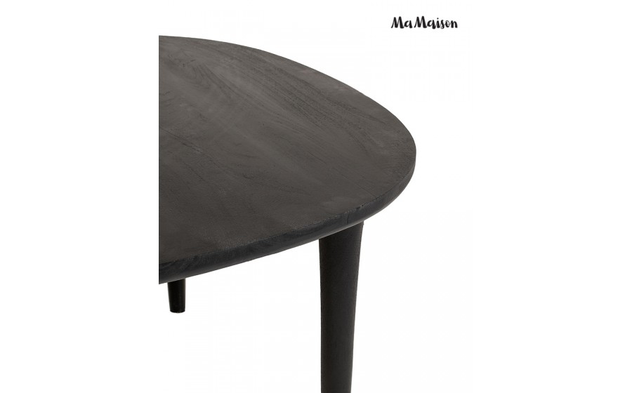 MaMaison stół okrągły LAMINAR 120 czarny / drewno mango