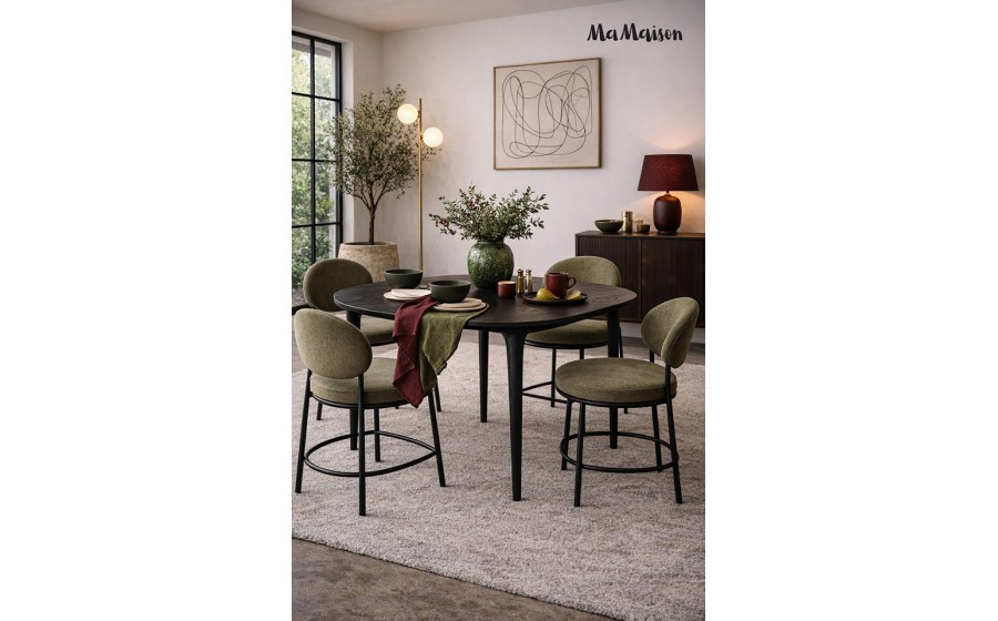 MaMaison stół okrągły LAMINAR 120 czarny / drewno mango