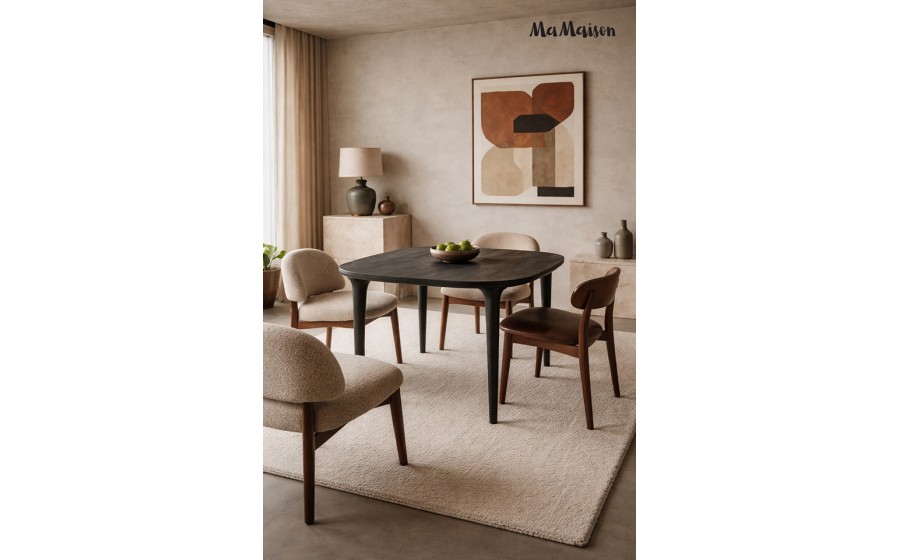 MaMaison stół okrągły LAMINAR 120 czarny / drewno mango