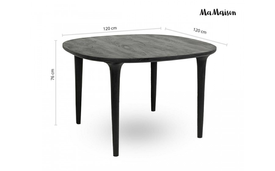 MaMaison stół okrągły LAMINAR 120 czarny / drewno mango
