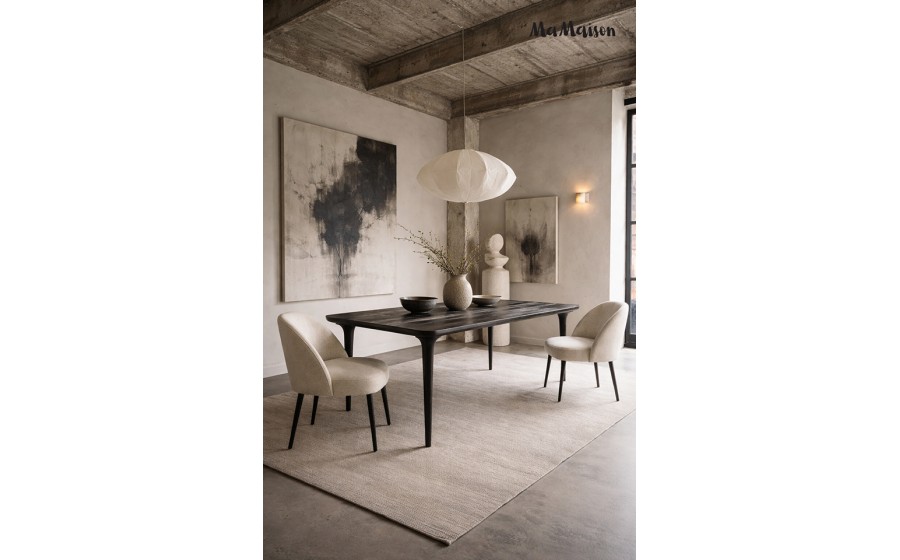 MaMaison stół jadalniany LAMINAR 200x77 czarny / drewno