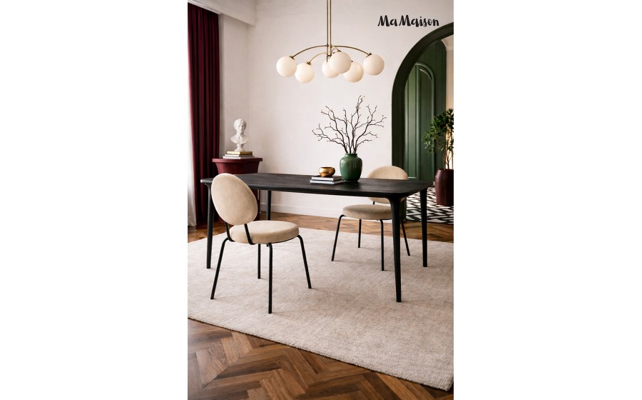 MaMaison stół jadalniany LAMINAR 200x77 czarny / drewno