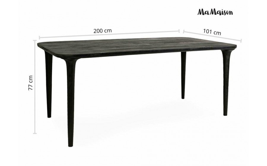MaMaison stół jadalniany LAMINAR 200x77 czarny / drewno
