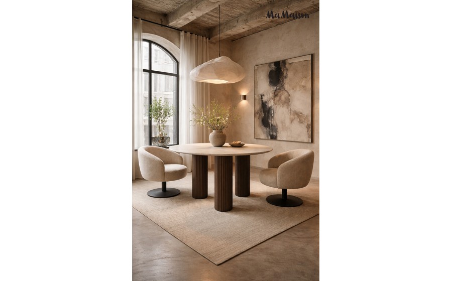 MaMaison stół jadalniany RAGNO 120 marmur drewno mango