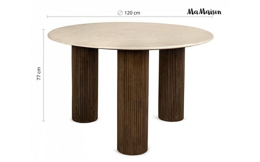 MaMaison stół jadalniany RAGNO 120 marmur drewno mango