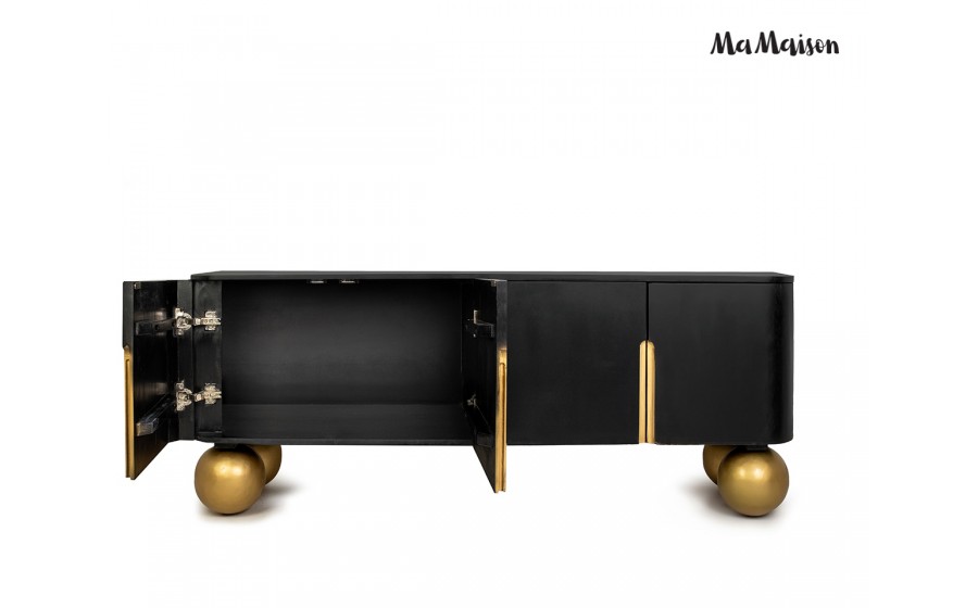MaMaison szafka RTV ORGANIC czarna /  złota / drewno