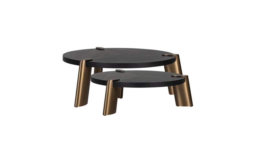 RICHMOND zestaw 2 stolików kawowych BRODY - czarny, mosiądz