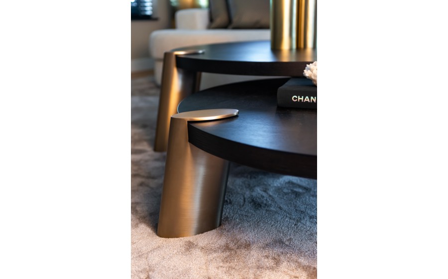 RICHMOND zestaw 2 stolików kawowych BRODY - czarny, mosiądz