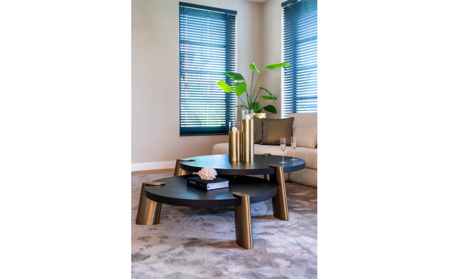 RICHMOND zestaw 2 stolików kawowych BRODY - czarny, mosiądz