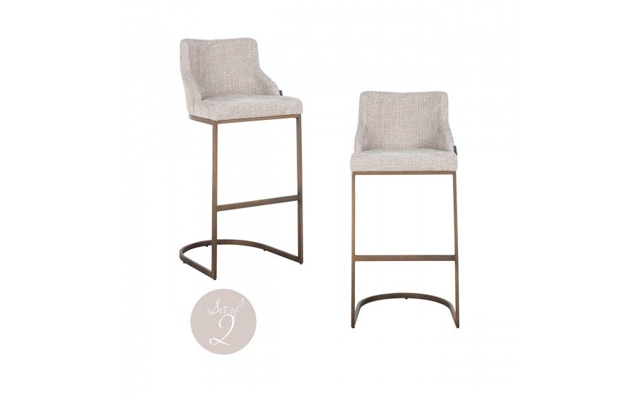 RICHMOND krzesło barowe BOLTON 76 - tkanina, złota podstawa