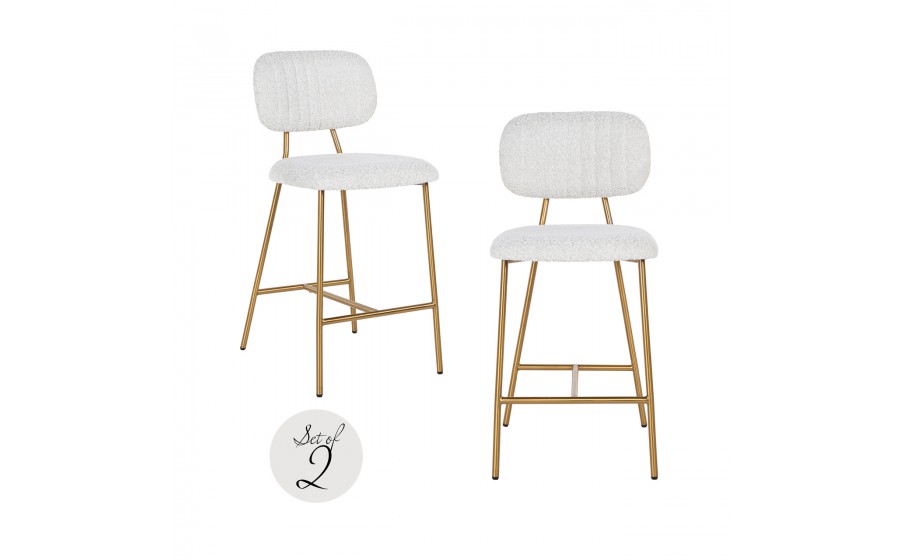 RICHMOND krzesło barowe XENIA 65 cm WHITE BOUCLÉ białe