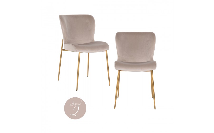 RICHMOND krzesło ODESSA KHAKI - welur, podstawa złota