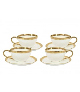 KARE komplet 4 filiżanek BELL biało-złoty