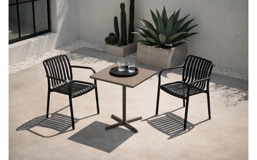 MODESTO krzesło do domu i ogrodu STRIPS ARM czarne mocne polipropylen