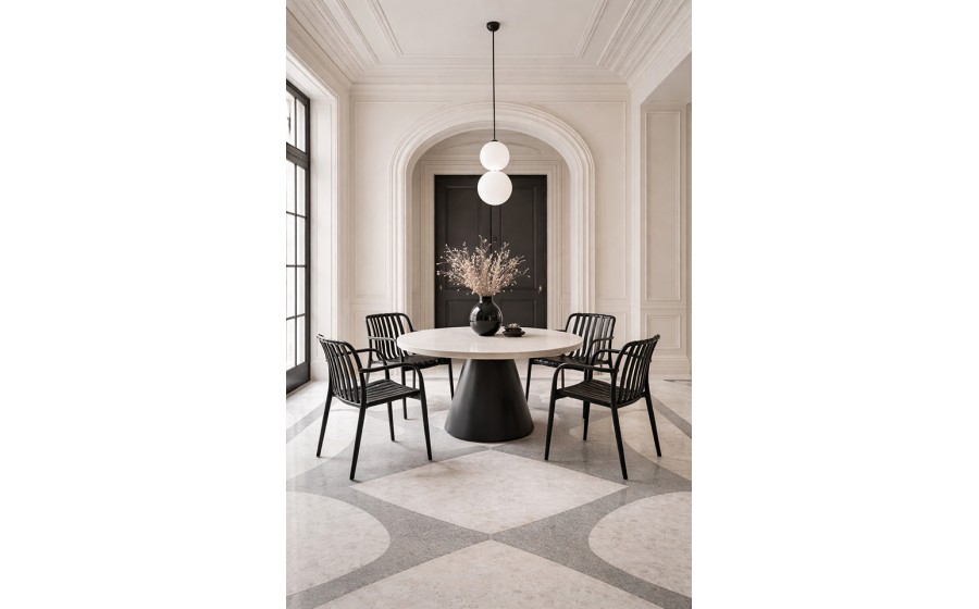 MODESTO krzesło do domu i ogrodu STRIPS ARM czarne mocne polipropylen