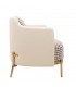 Fotel tapicerowany VENICE tkanina pepitka biało-brązowa - złota podstawa, beżowa ekoskóra
