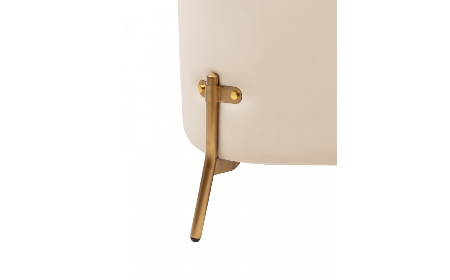 Fotel VENICE tkanina pepitka  biało-brązowa - złota podstawa, beżowa ekoskóra