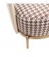 Fotel tapicerowany VENICE tkanina pepitka biało-brązowa - złota podstawa, beżowa ekoskóra
