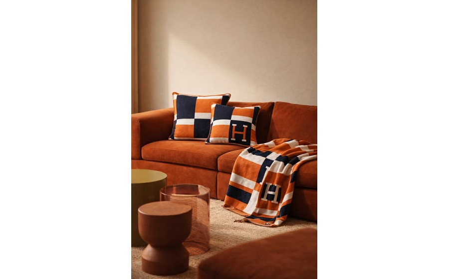 Koc SHP PARIS HOME granatowy /  pomarańczowy