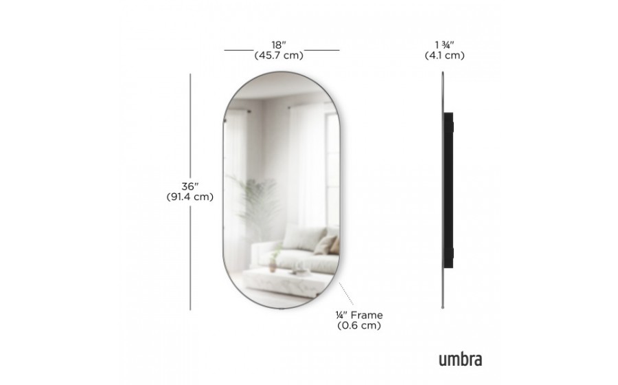 UMBRA lustro ścienne HUBBA 36 x 18 cm  tytan