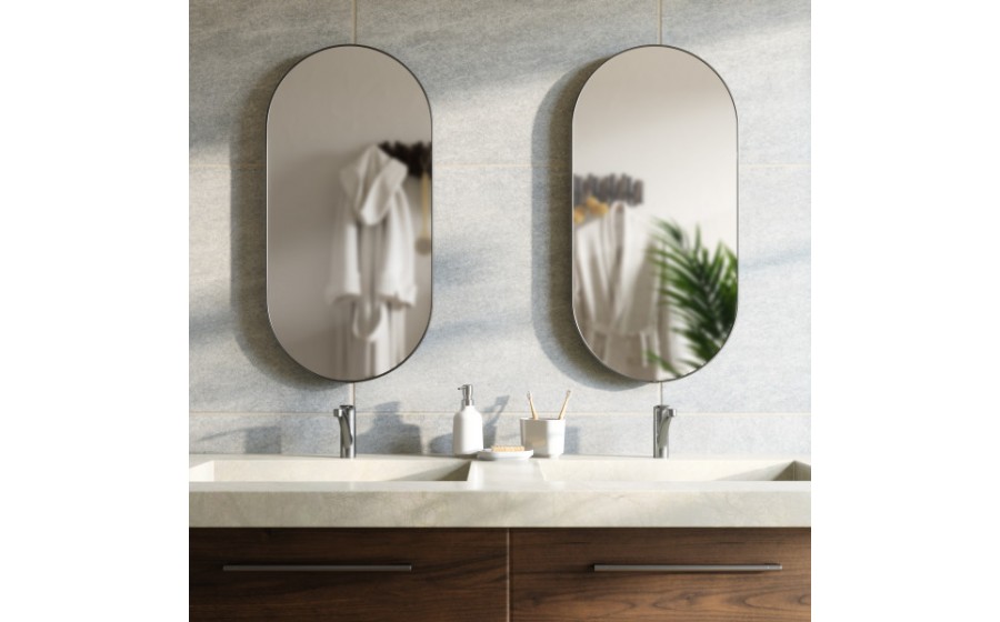 UMBRA lustro ścienne HUBBA 36 x 18 cm  tytan