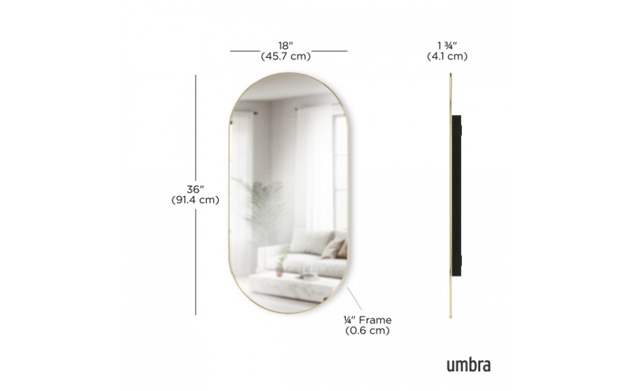 UMBRA lustro ścienne HUBBA 36 x 18 cm mosiądz