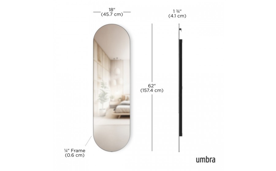 UMBRA lustro ścienne HUBBA 62 x 18 cm tytan