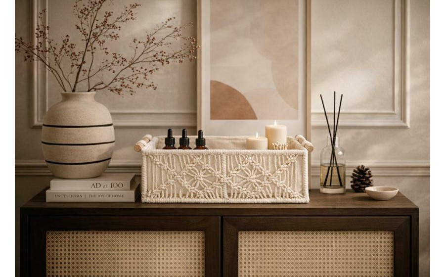 Koszyk dekoracyjny SHP BOHO beżowy