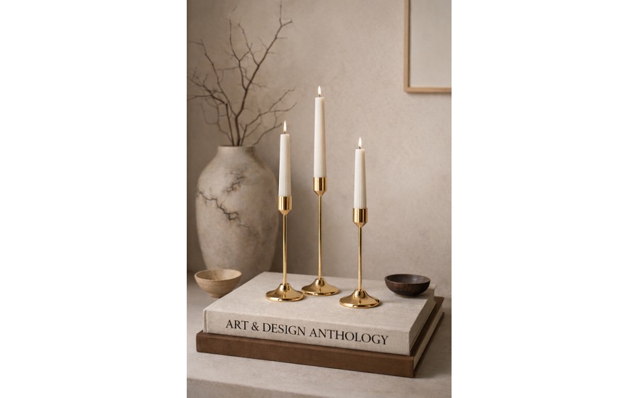 Zestaw 3 świeczników SHP SPLEND złoty