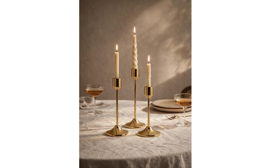 Zestaw 3 świeczników SHP SPLEND złoty