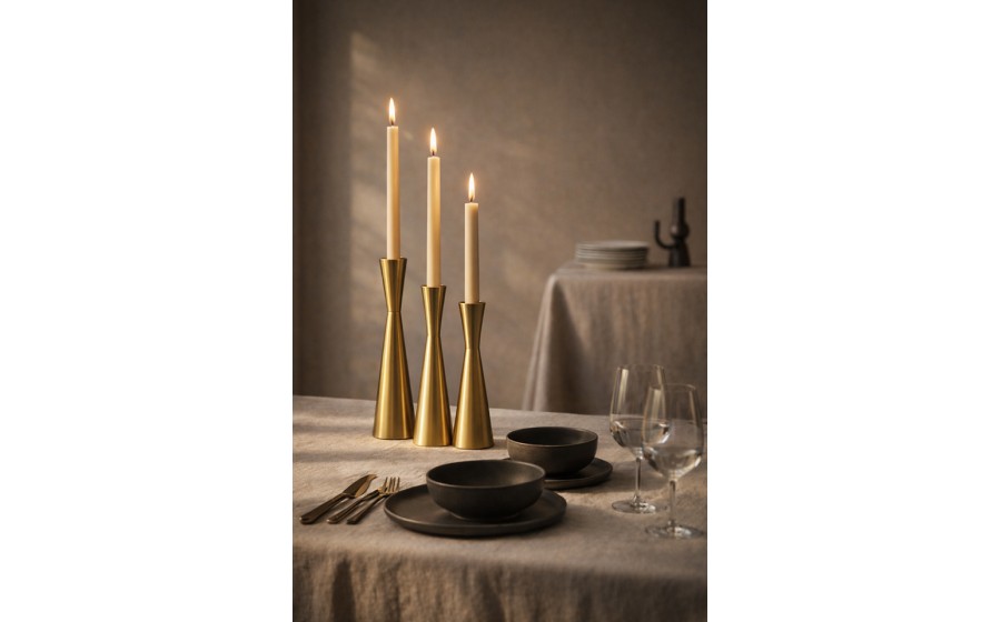 Zestaw 3 świeczników SHP TRIO złoty