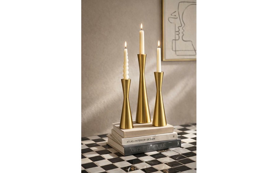 Zestaw 3 świeczników SHP TRIO złoty