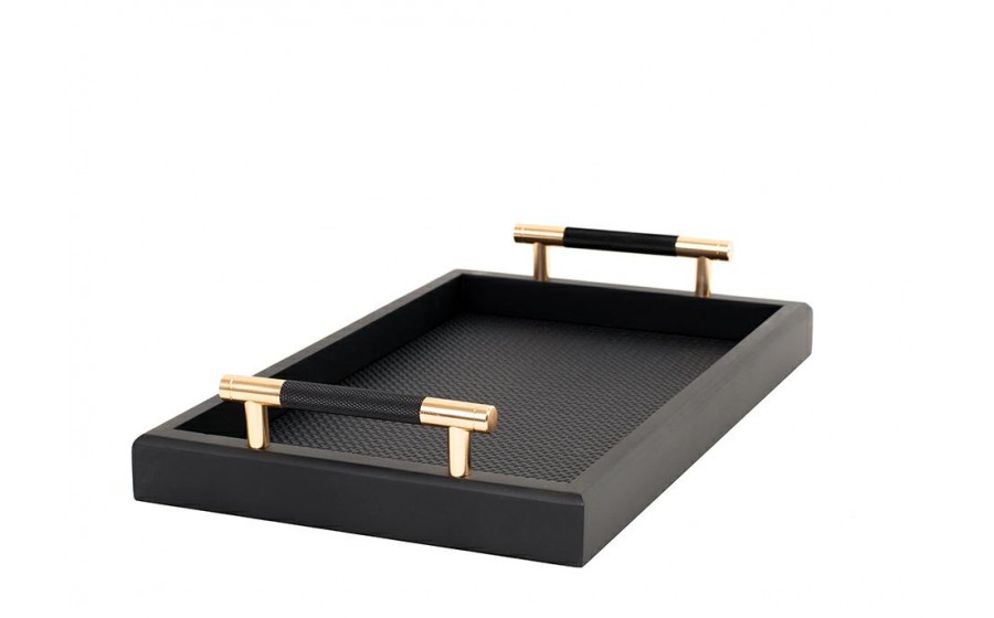 Taca dekoracyjna SHP PORTO czarna złote uchwyty