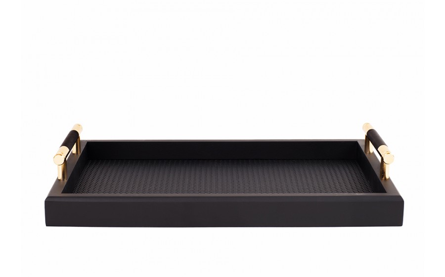 Taca dekoracyjna SHP PORTO czarna złote uchwyty