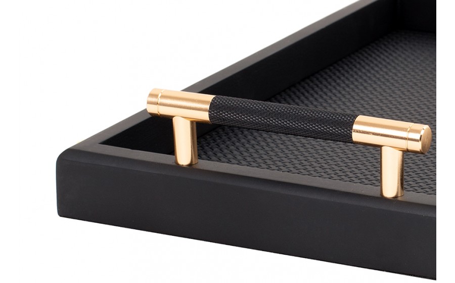 Taca dekoracyjna SHP PORTO czarna złote uchwyty