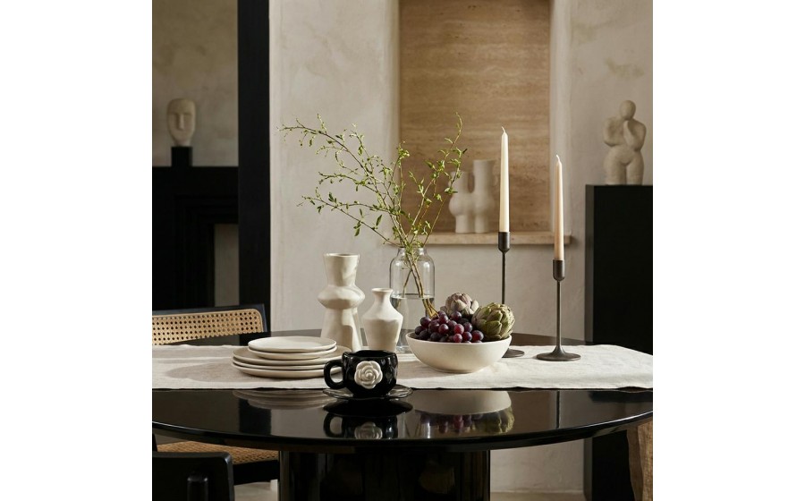 Filiżanka ze spodkiem SHP BIAŁA RÓŻA COCO czarna