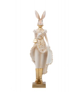 Figurka dekoracyjna SHP RABBIT beżowa / złota