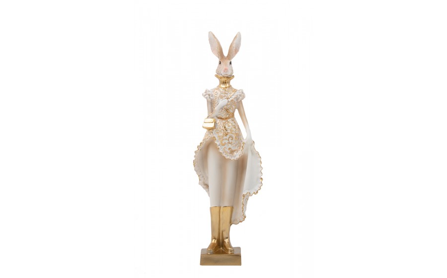 Figurka dekoracyjna SHP RABBIT beżowa / złota