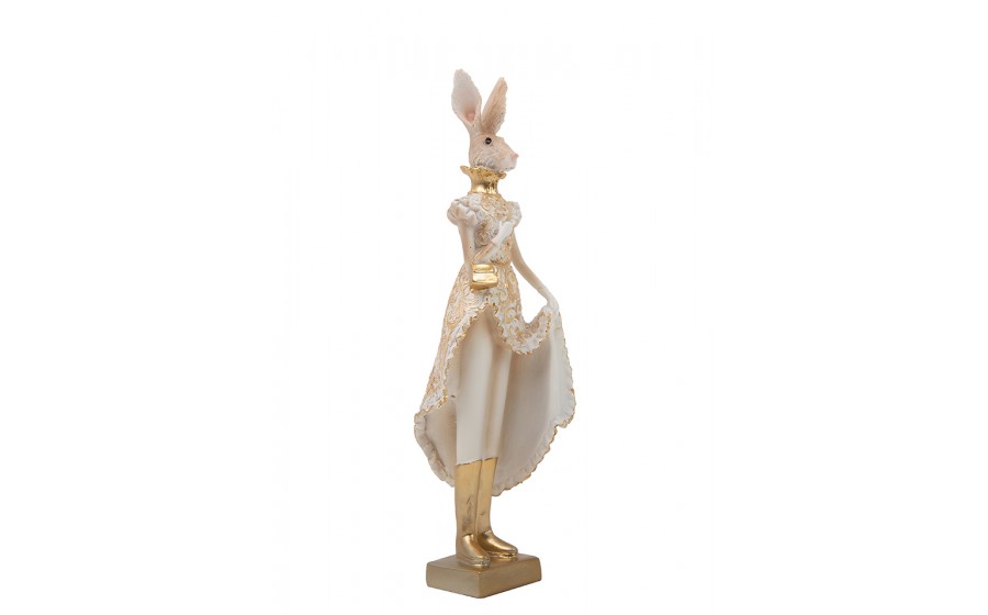 Figurka dekoracyjna SHP RABBIT beżowa / złota