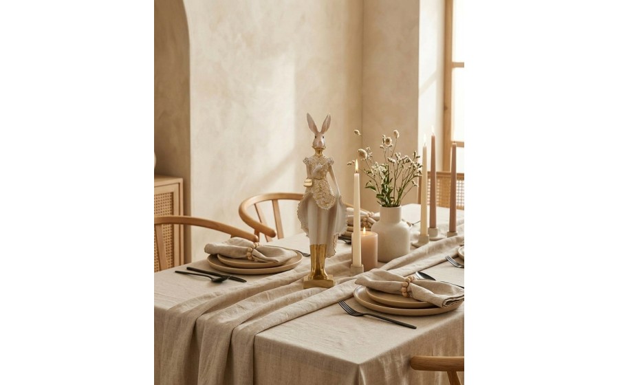 Figurka dekoracyjna SHP RABBIT beżowa / złota