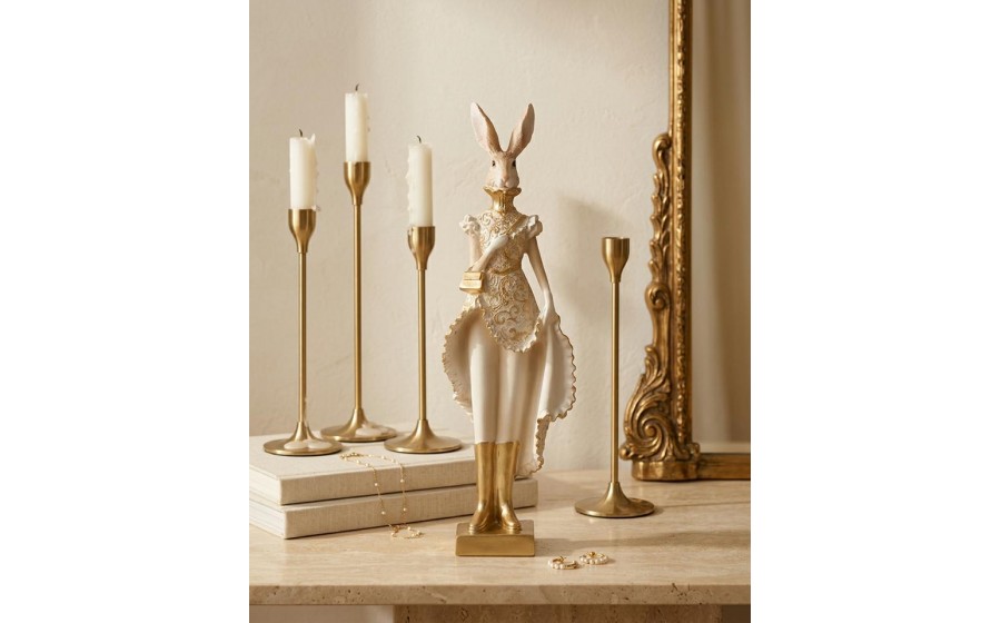 Figurka dekoracyjna SHP RABBIT beżowa / złota